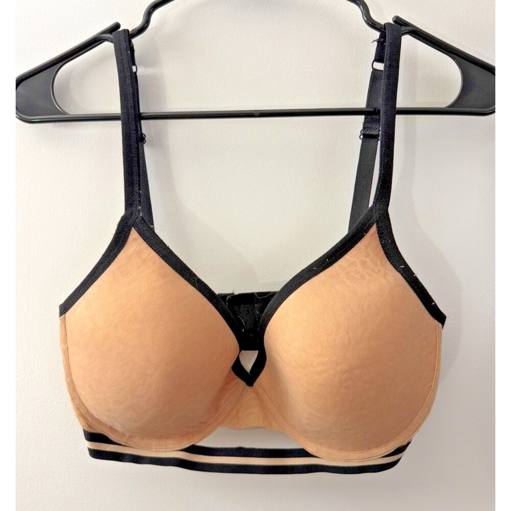 Sporty Animal Print Bra Neutral Nude Women's 36DD Sporty Sexy Leopard
